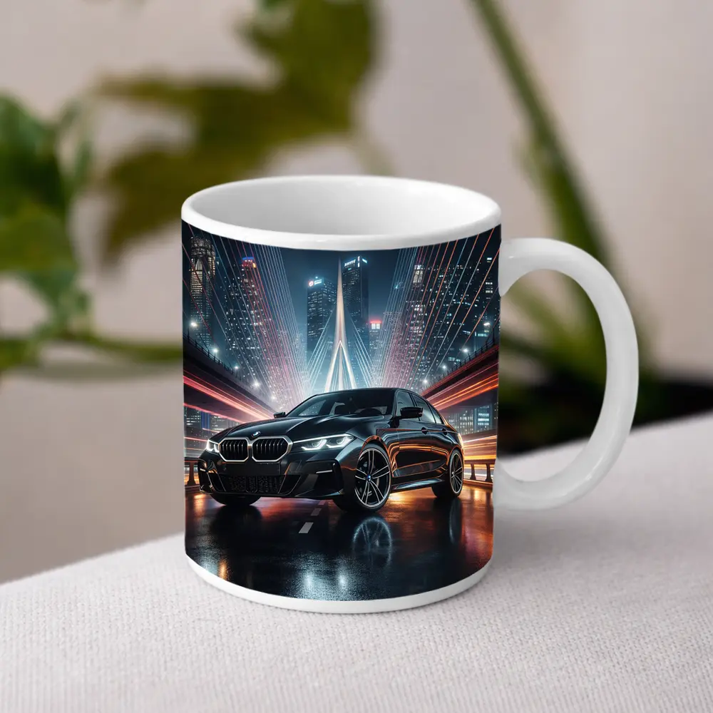 BMW Three Series Black Night City Bridge – Mugs