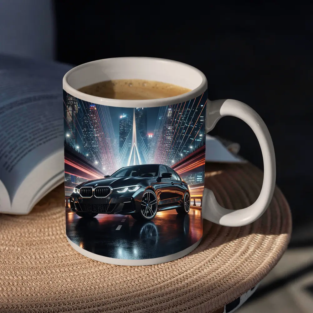 BMW Three Series Black Night City Bridge – Mugs