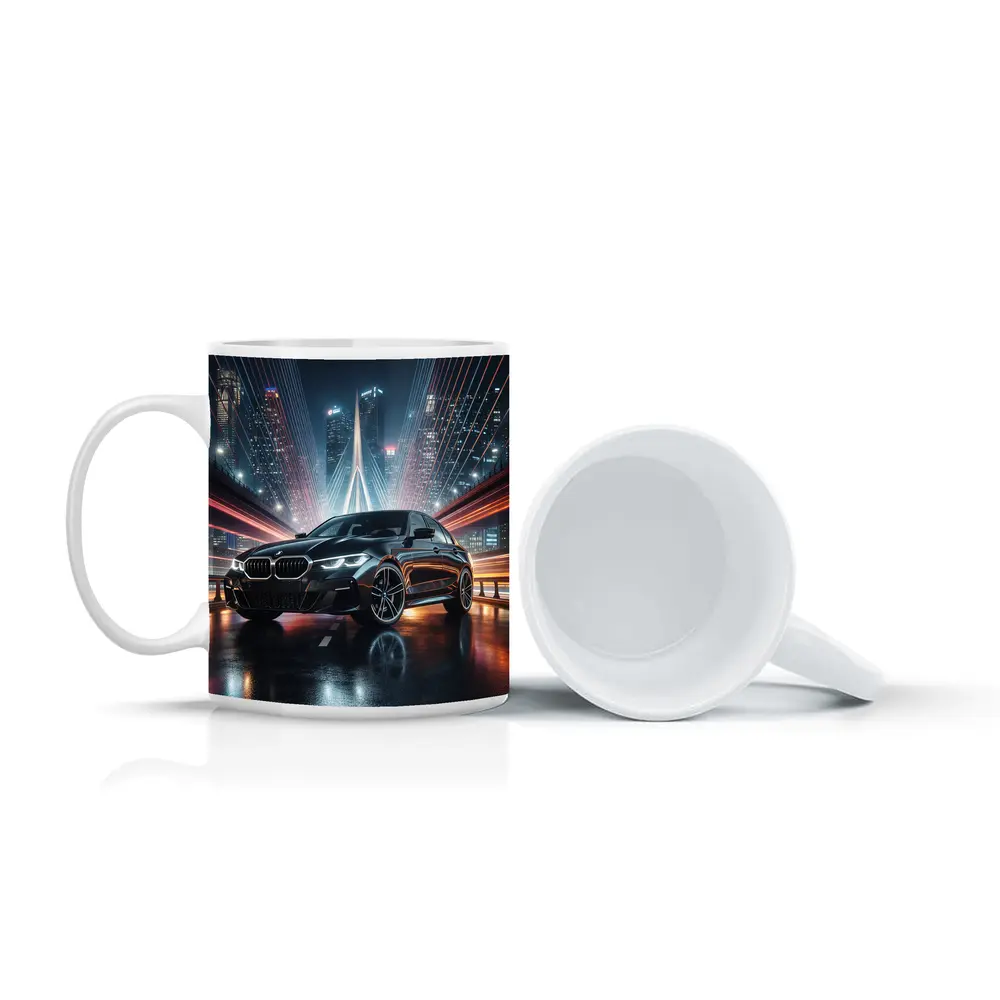 BMW Three Series Black Night City Bridge – Mugs