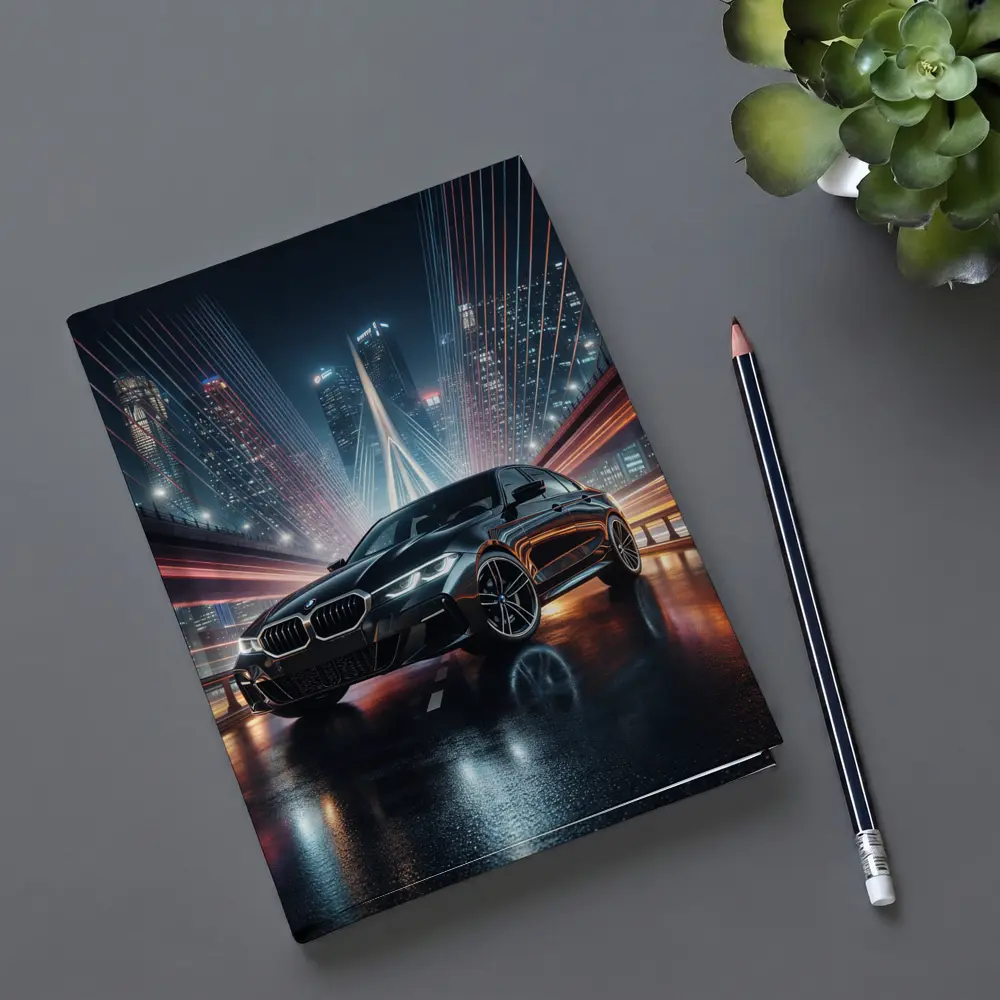 BMW Three Series Black Night City Bridge – Notebooks
