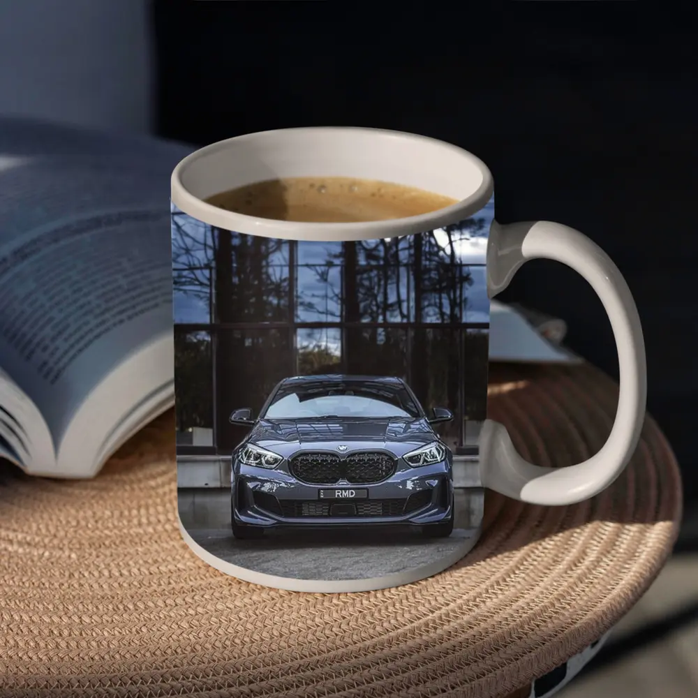 BMW M135i Front View Glass Building – Mugs