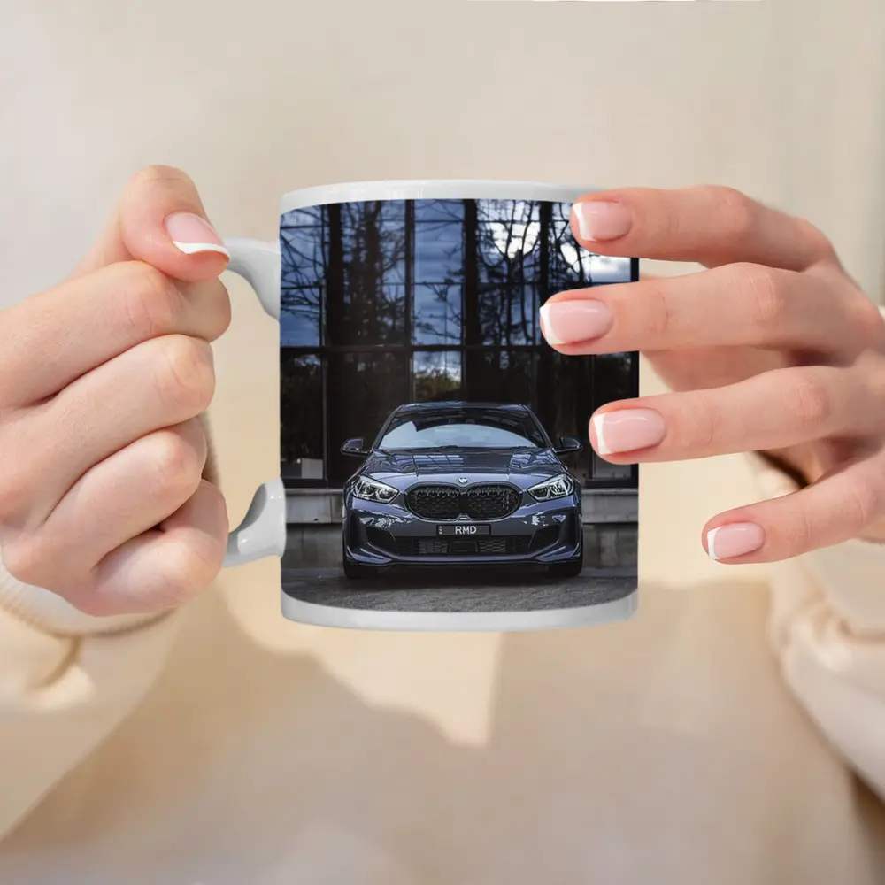 BMW M135i Front View Glass Building – Mugs