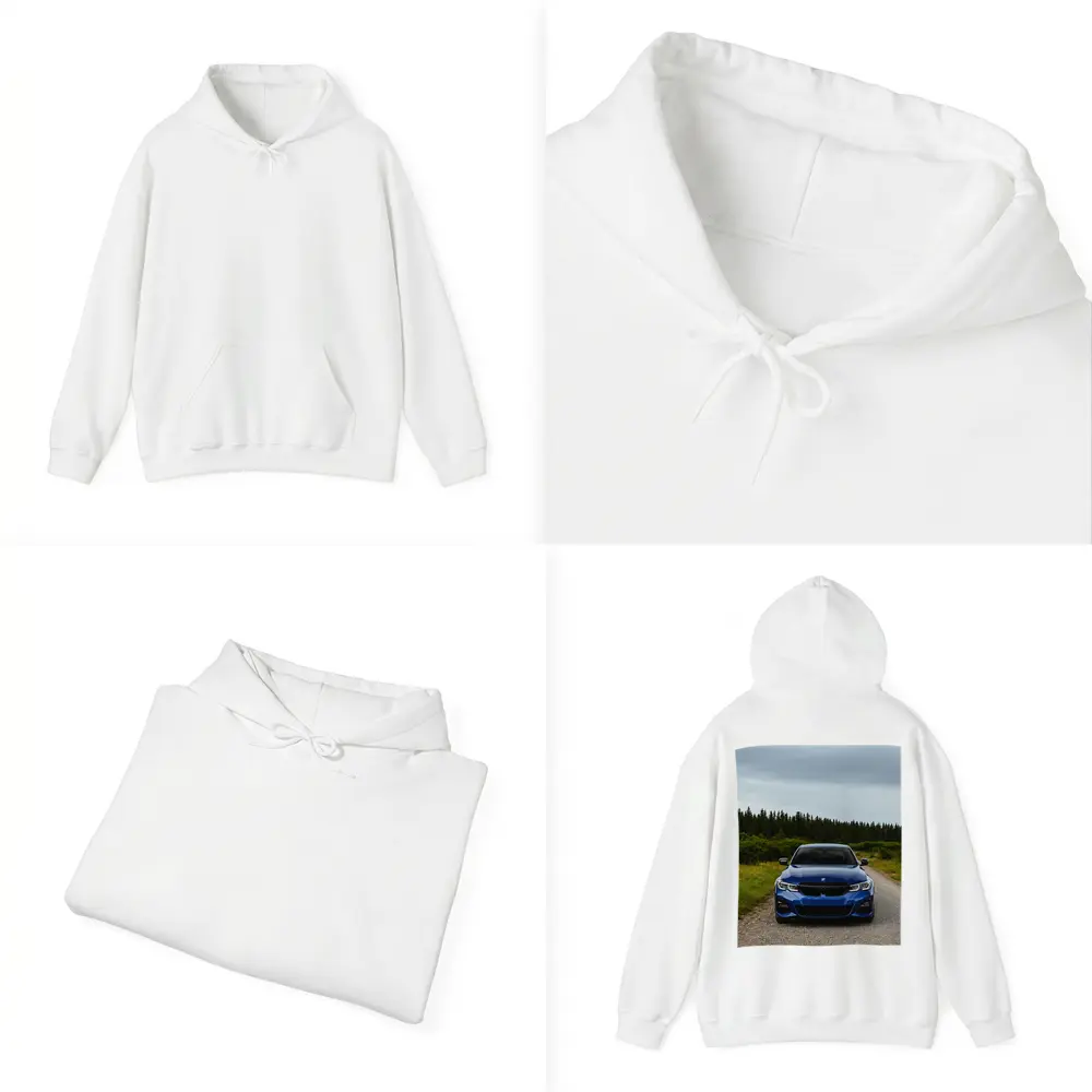 BMW 3 Series Blue Sedan Forest Road – Hoodies