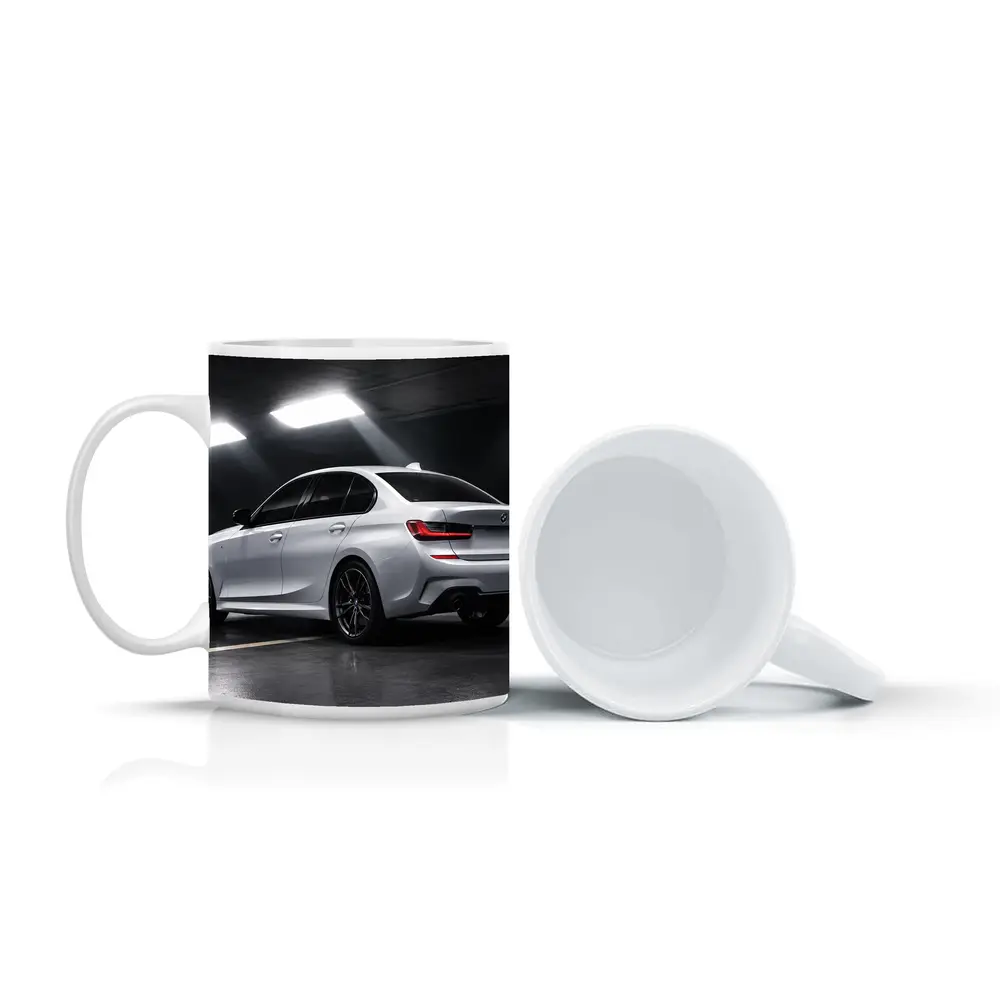 BMW 3 Series White Sedan Dark Garage – Mugs