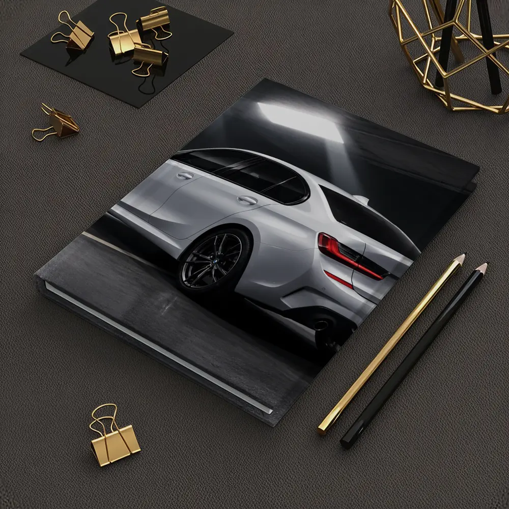 BMW 3 Series White Sedan Dark Garage – Notebooks
