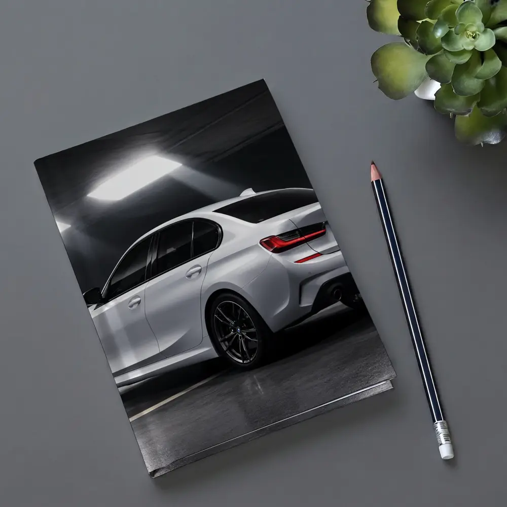 BMW 3 Series White Sedan Dark Garage – Notebooks