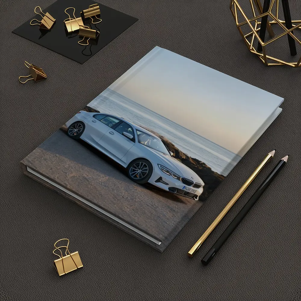 BMW 3 Series White Sedan Coastal Scene – Notebooks