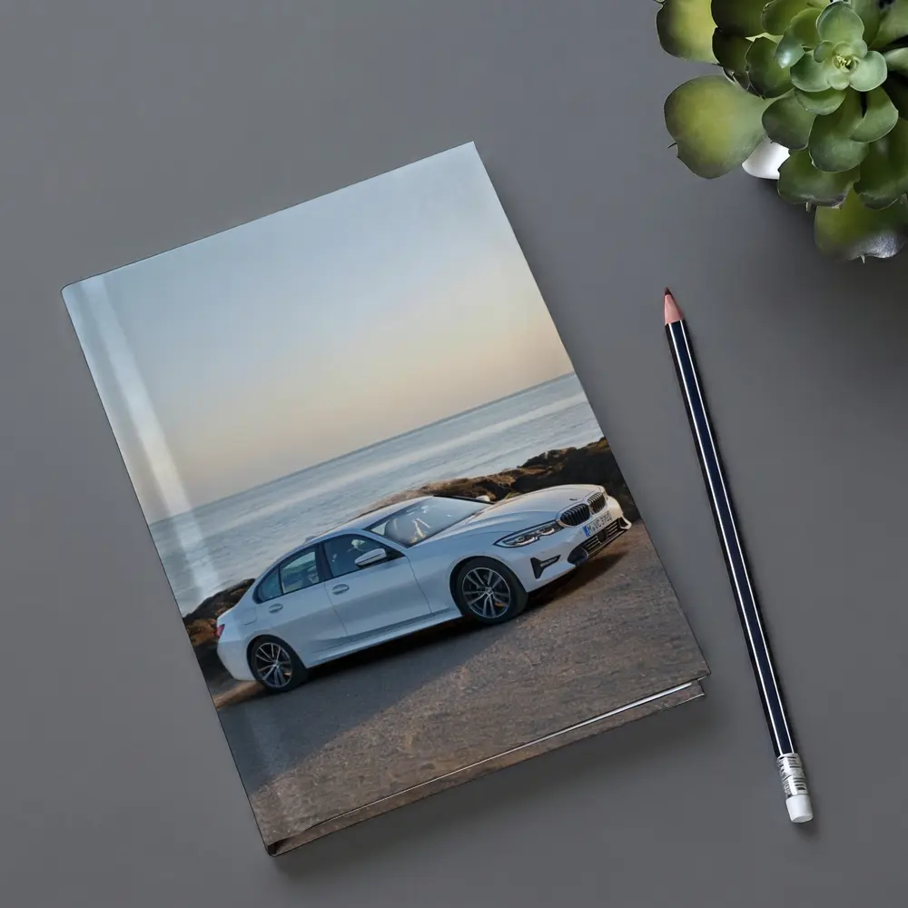 BMW 3 Series White Sedan Coastal Scene – Notebooks