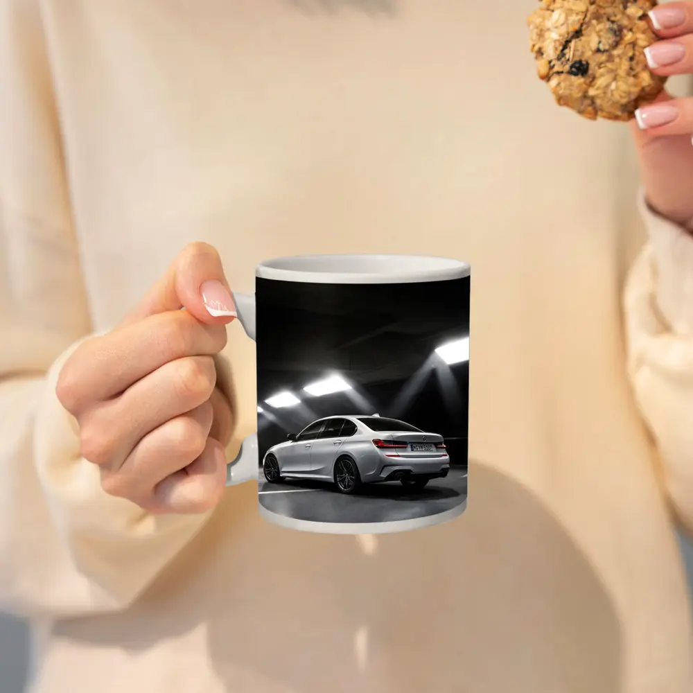 BMW 3 Series White Sedan Dark Garage – Mugs