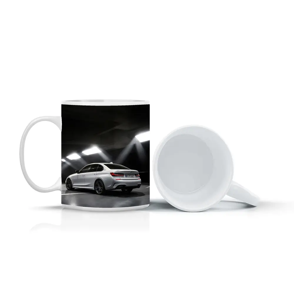 BMW 3 Series White Sedan Dark Garage – Mugs
