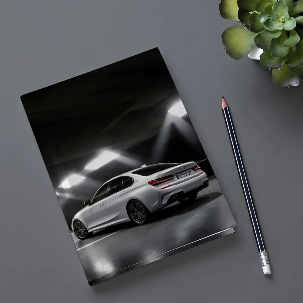 BMW 3 Series White Sedan Dark Garage – Notebooks