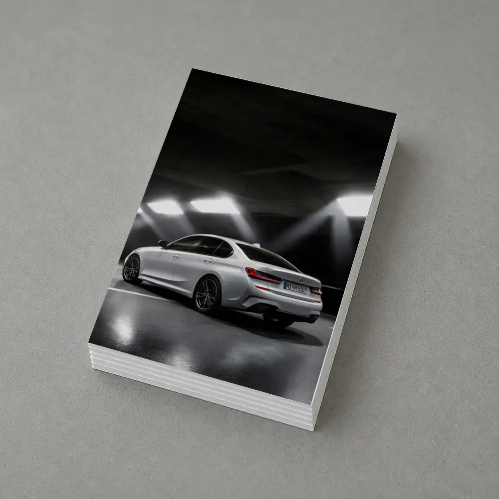 BMW 3 Series White Sedan Dark Garage – Postcards