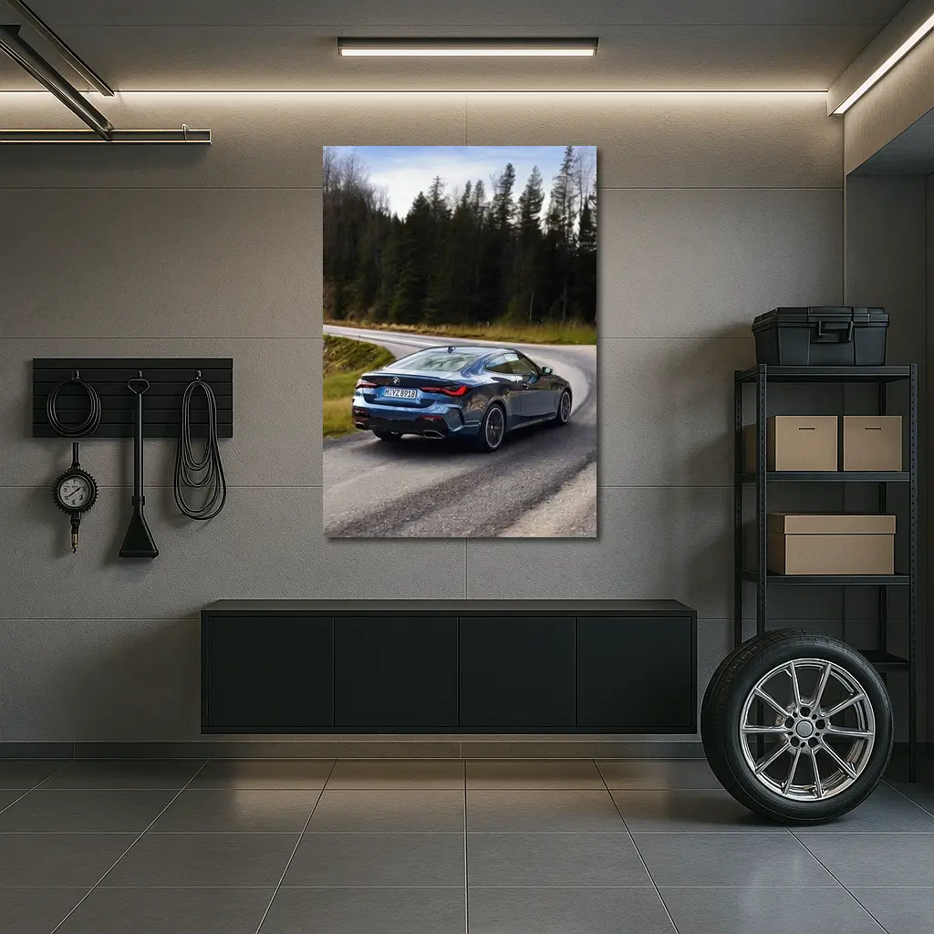 BMW 4 Series Coupe On Winding Forest Road – Wall Art