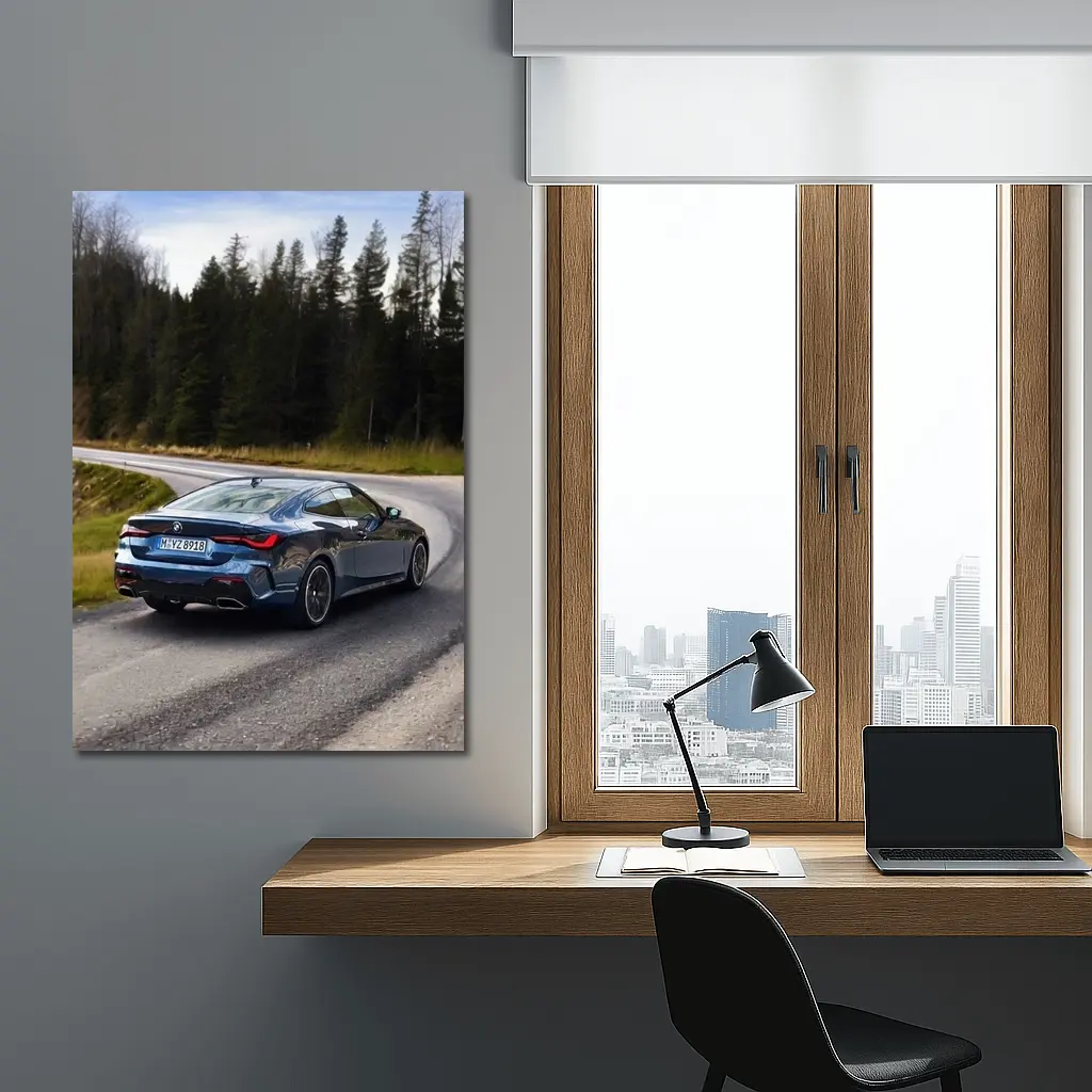 BMW 4 Series Coupe On Winding Forest Road – Wall Art