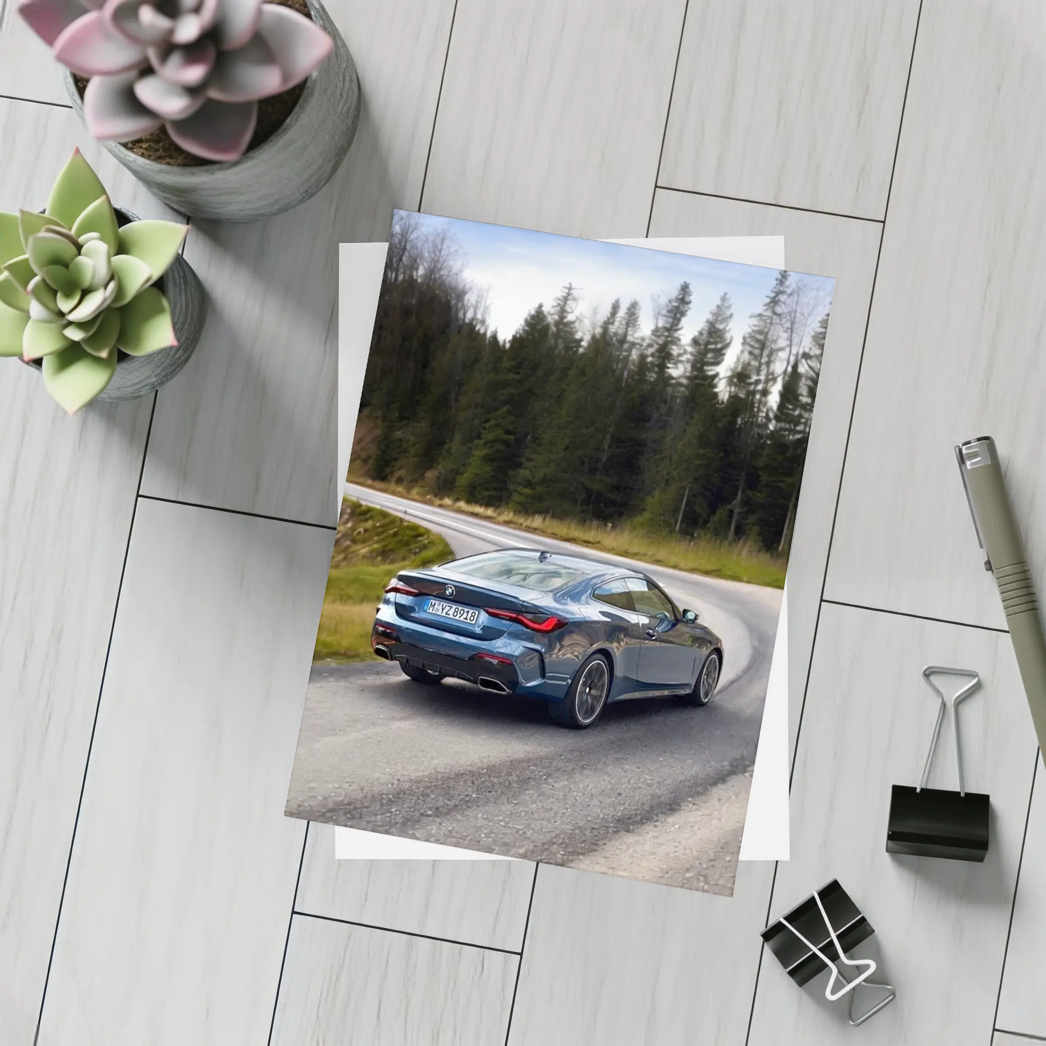 BMW 4 Series Coupe On Winding Forest Road – Postcards