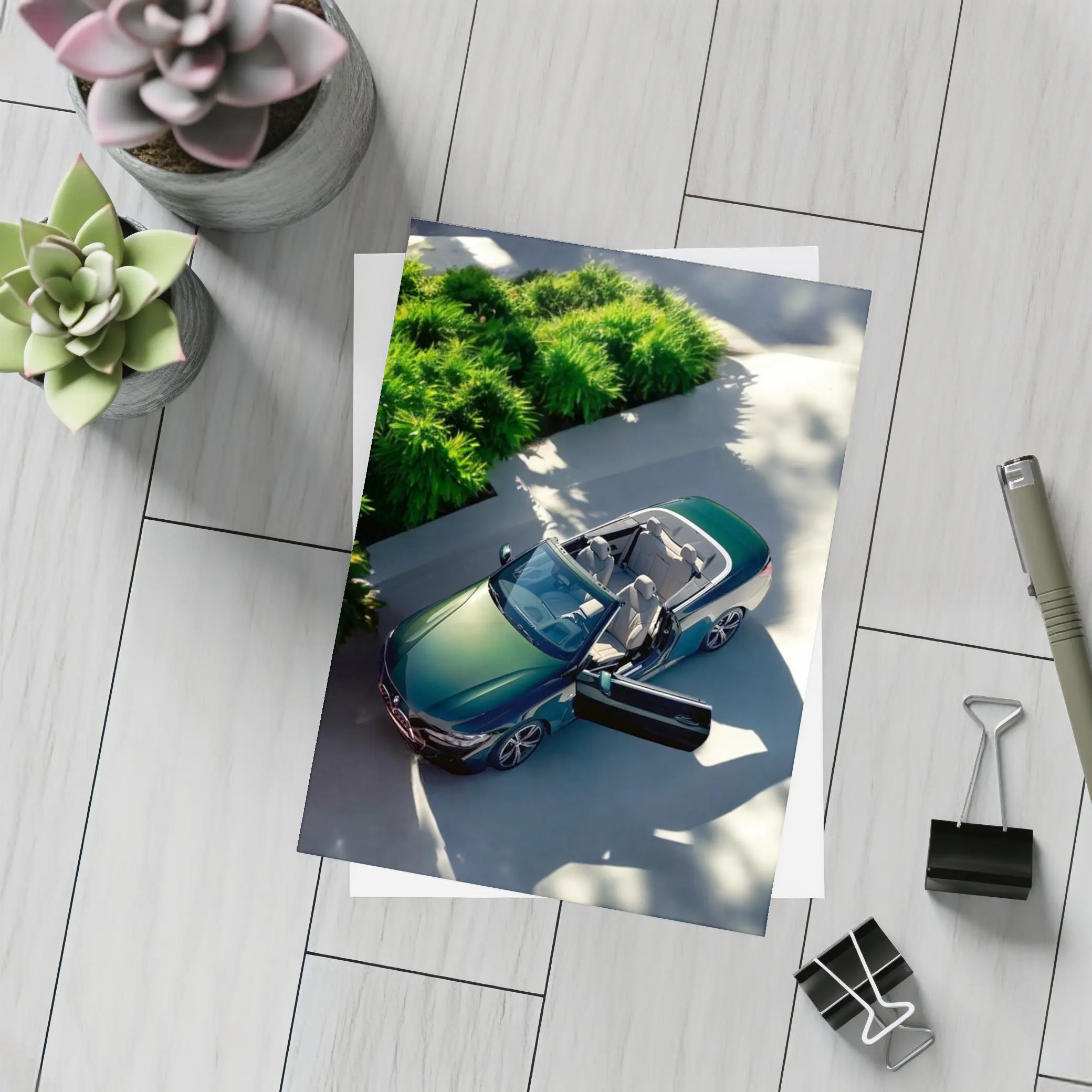 BMW 4 Series Convertible Green Aerial View – Postcards