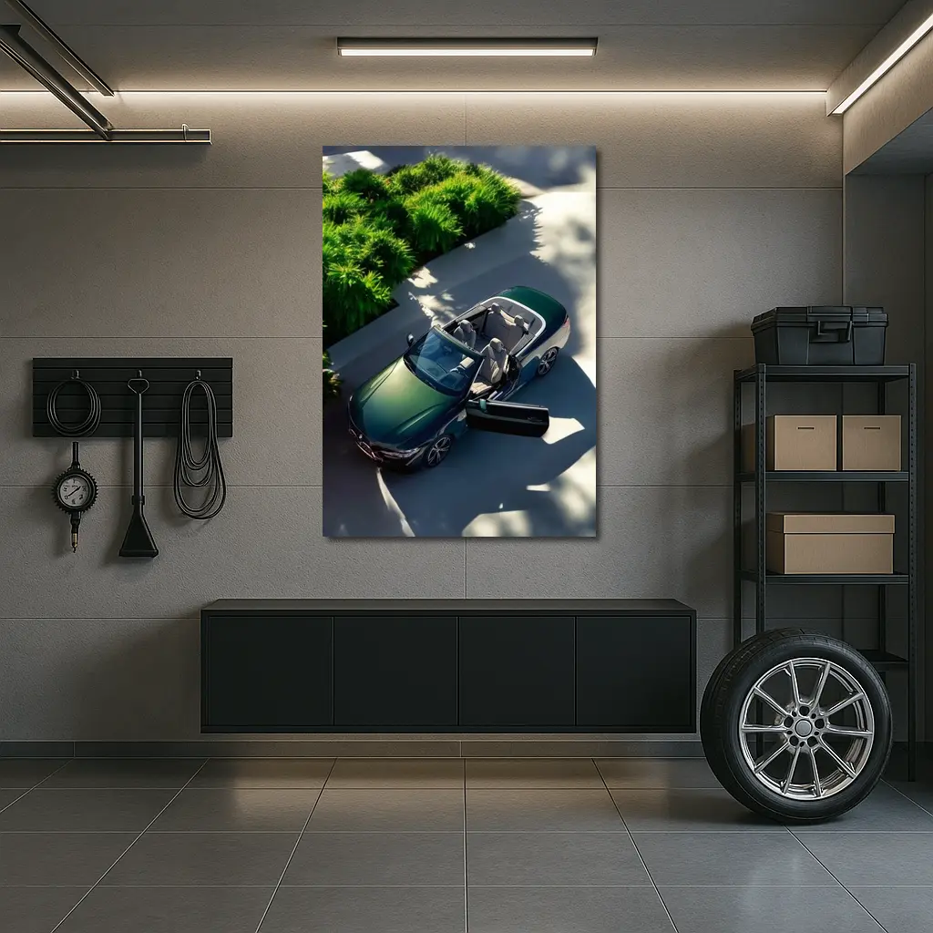 BMW 4 Series Convertible Green Aerial View – Wall Art