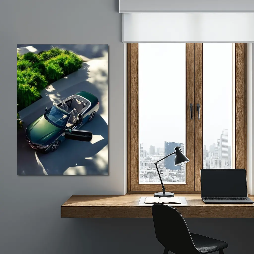 BMW 4 Series Convertible Green Aerial View – Wall Art