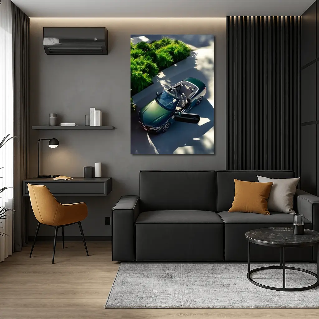 BMW 4 Series Convertible Green Aerial View – Wall Art