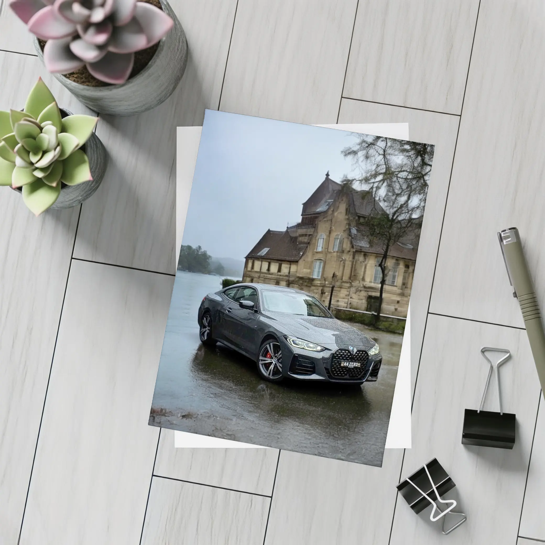 BMW 4 Series Coupe Rainy European Backdrop – Postcards