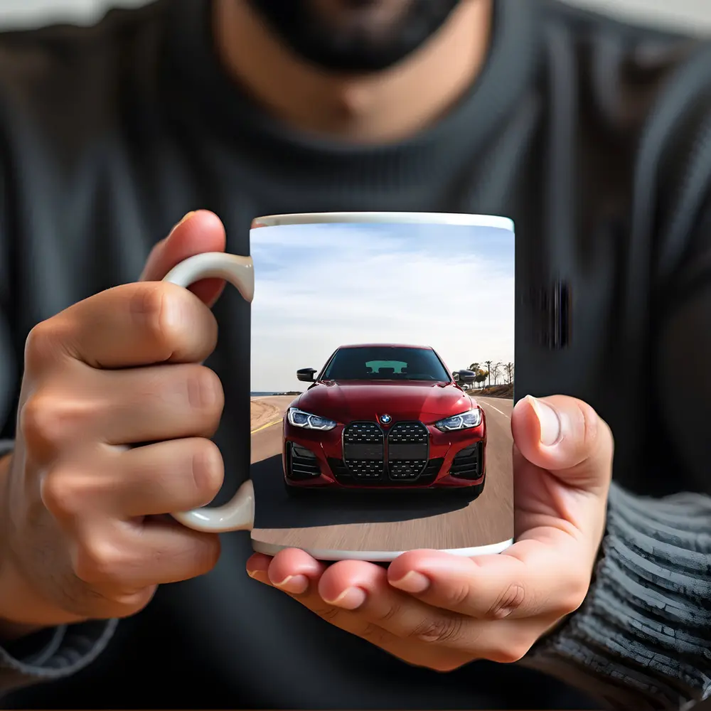 BMW Four Series Red Driving Open Road – Mugs