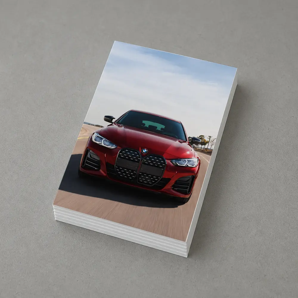 BMW Four Series Red Driving Open Road – Postcards