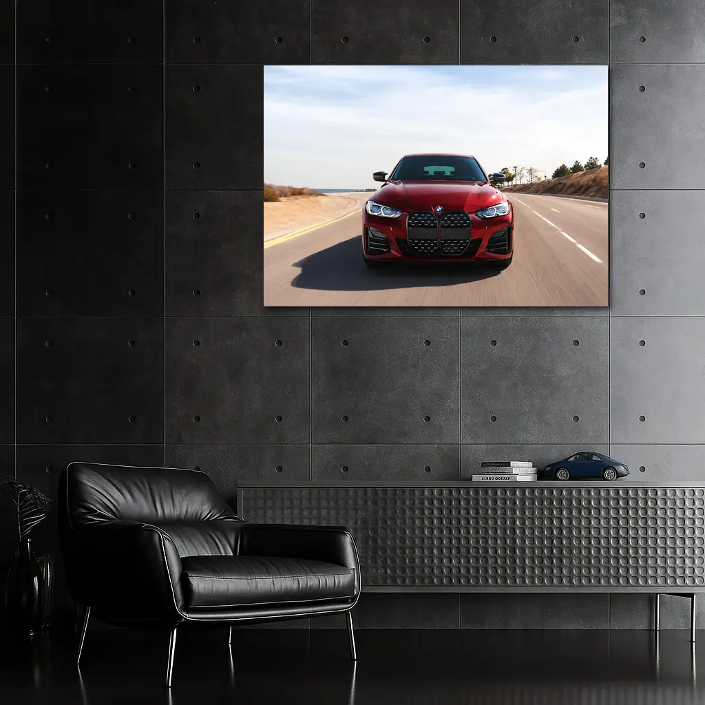 BMW Four Series Red Driving Open Road – Wall Art