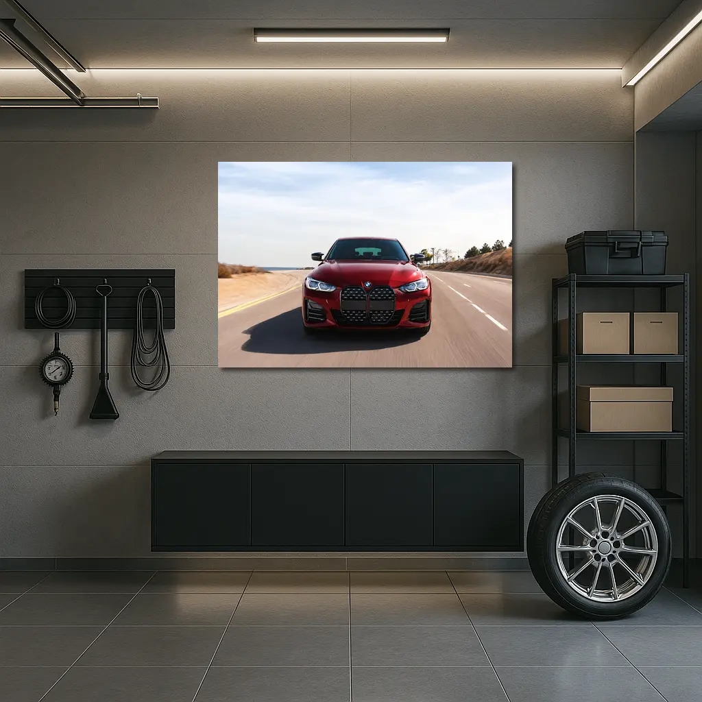 BMW Four Series Red Driving Open Road – Wall Art