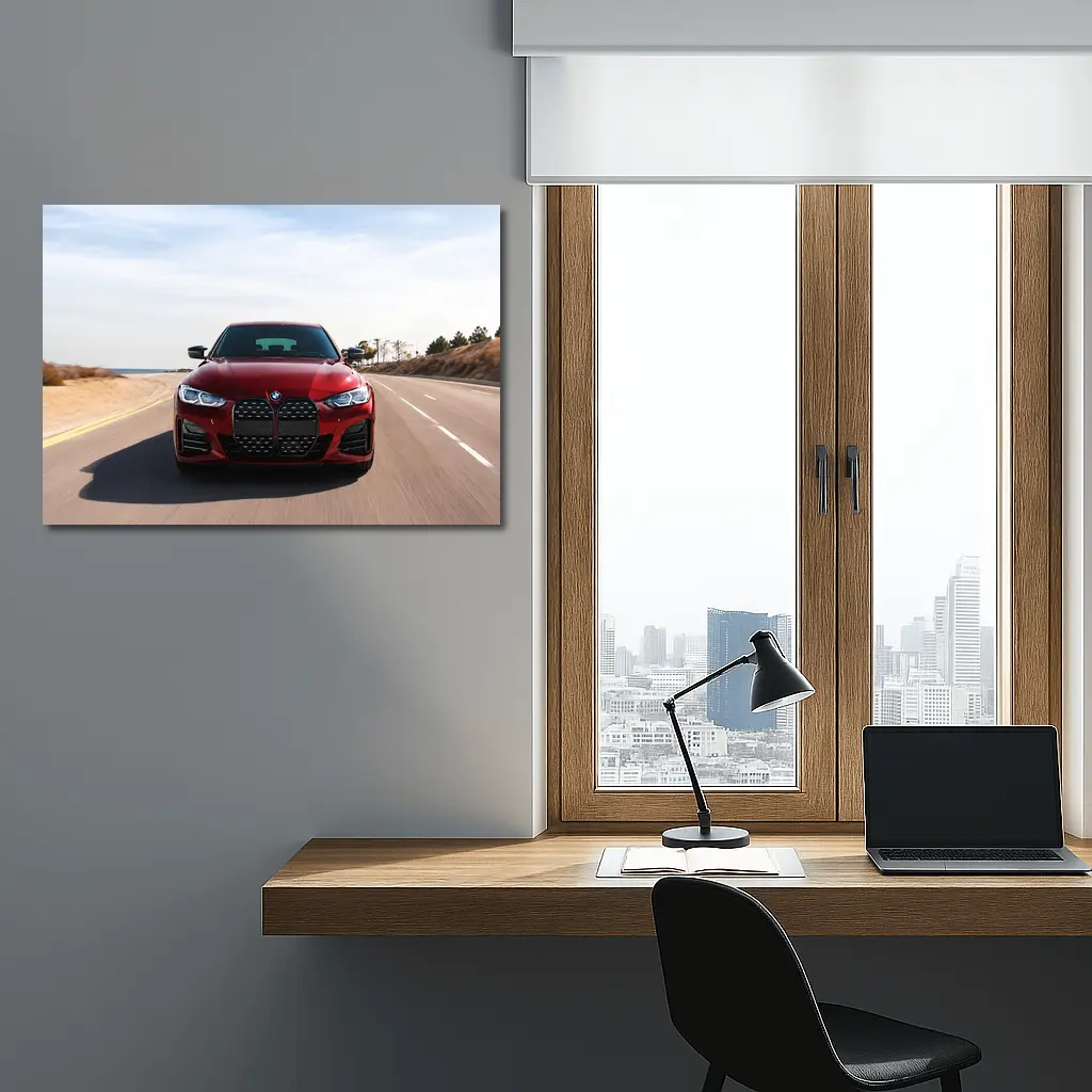 BMW Four Series Red Driving Open Road – Wall Art