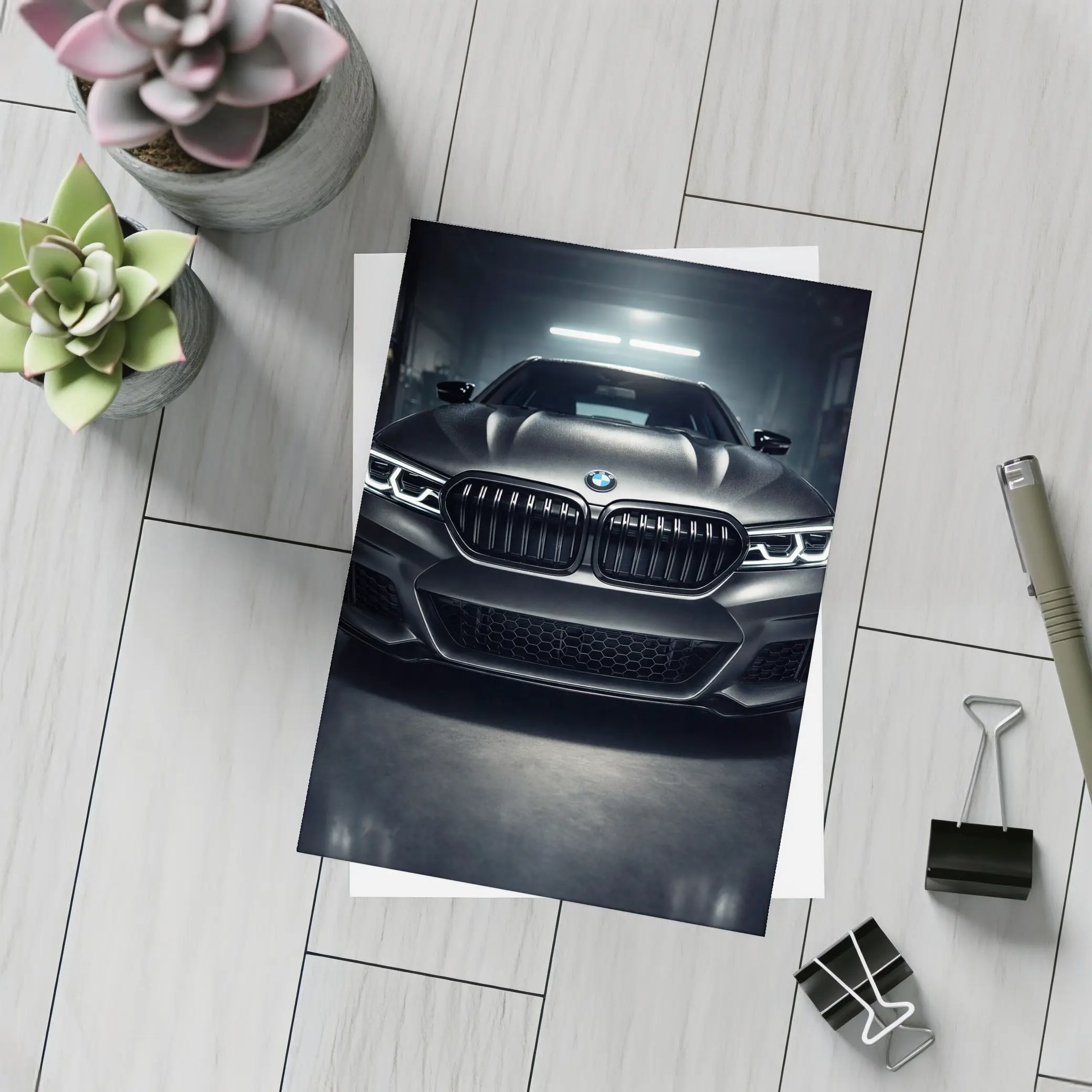 BMW M5 Dark Garage Front View – Postcards
