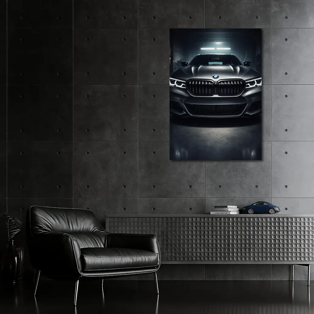 BMW M5 Dark Garage Front View – Wall Art