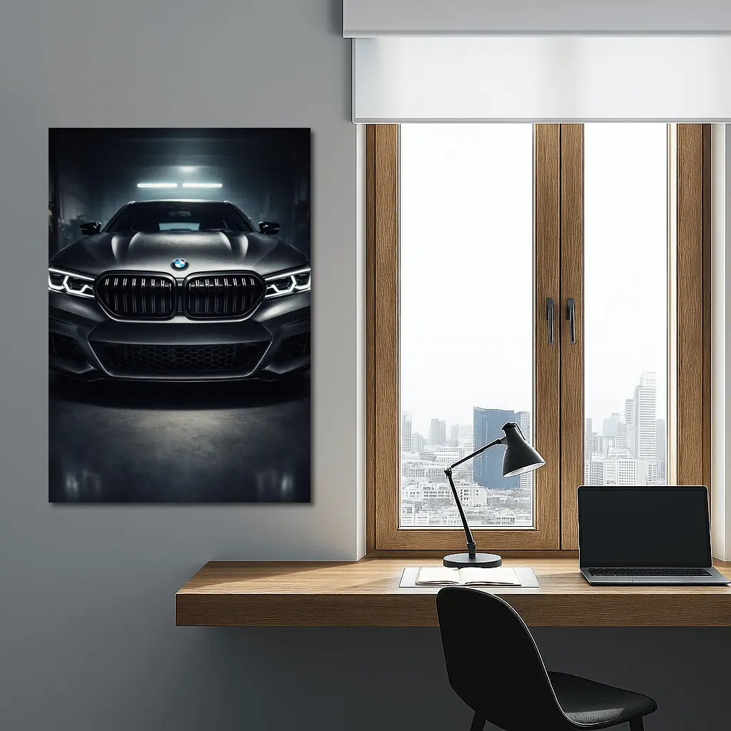 BMW M5 Dark Garage Front View – Wall Art