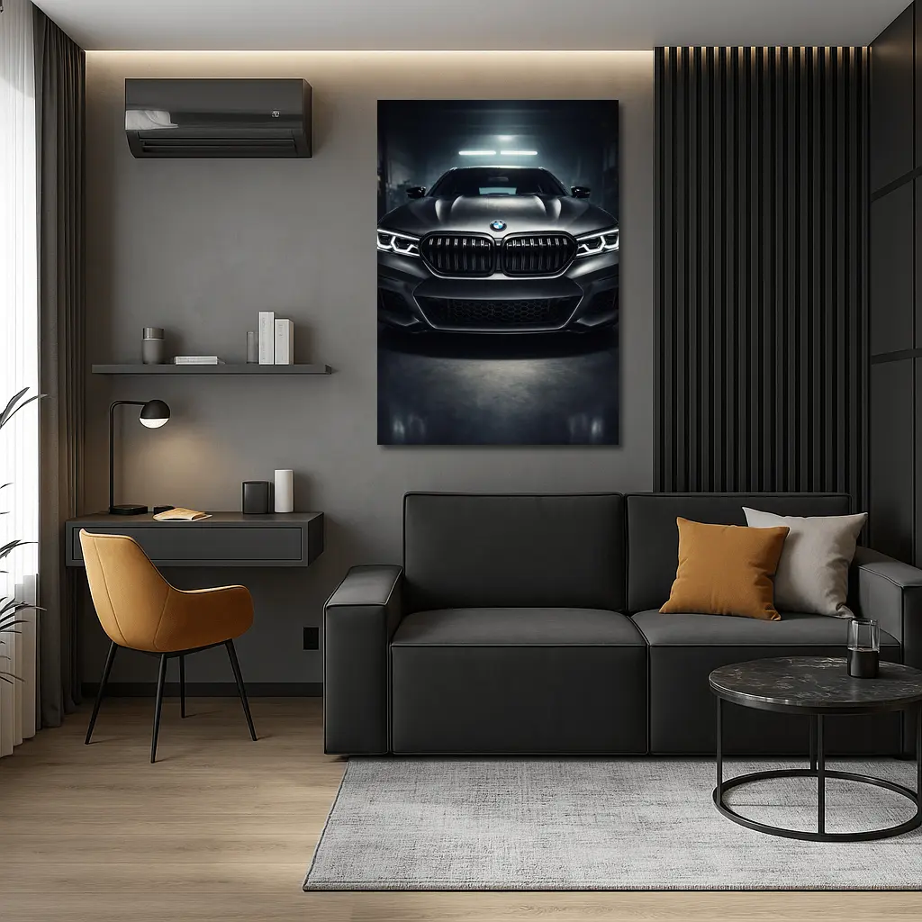 BMW M5 Dark Garage Front View – Wall Art