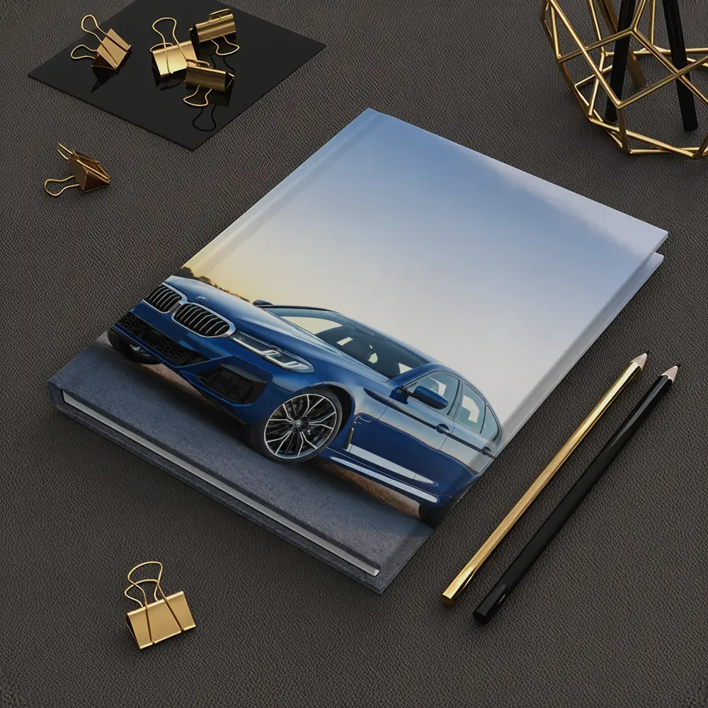 BMW 5 Series Blue Sedan Desert Sunset – Notebooks
