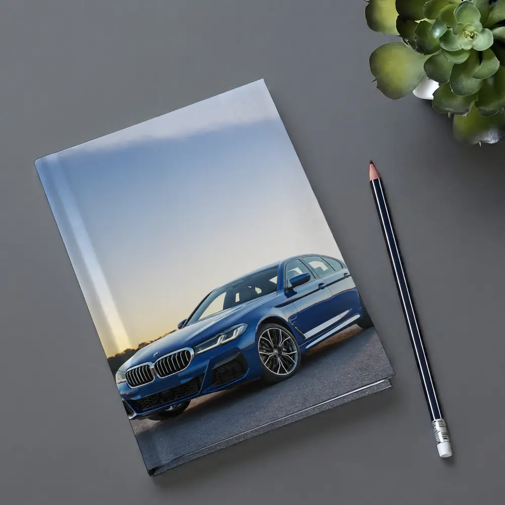 BMW 5 Series Blue Sedan Desert Sunset – Notebooks