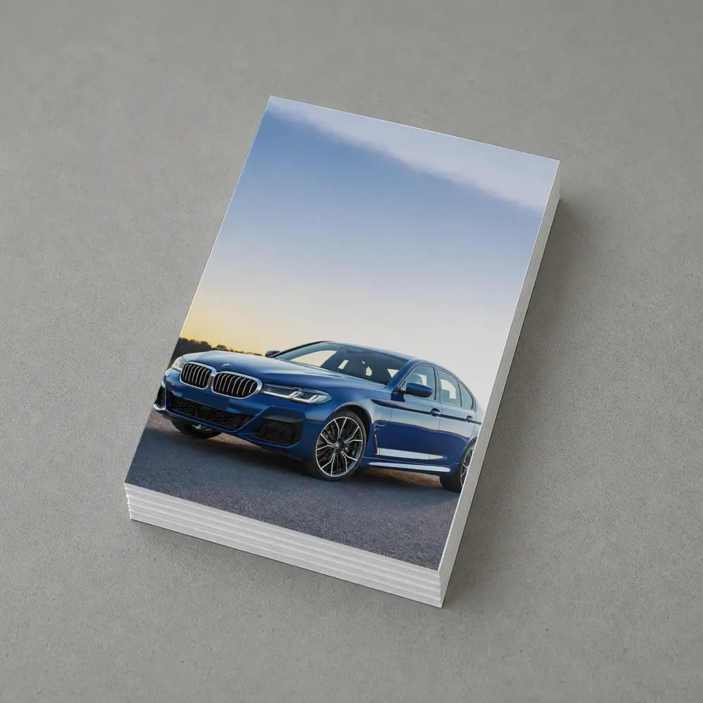 BMW 5 Series Blue Sedan Desert Sunset – Postcards