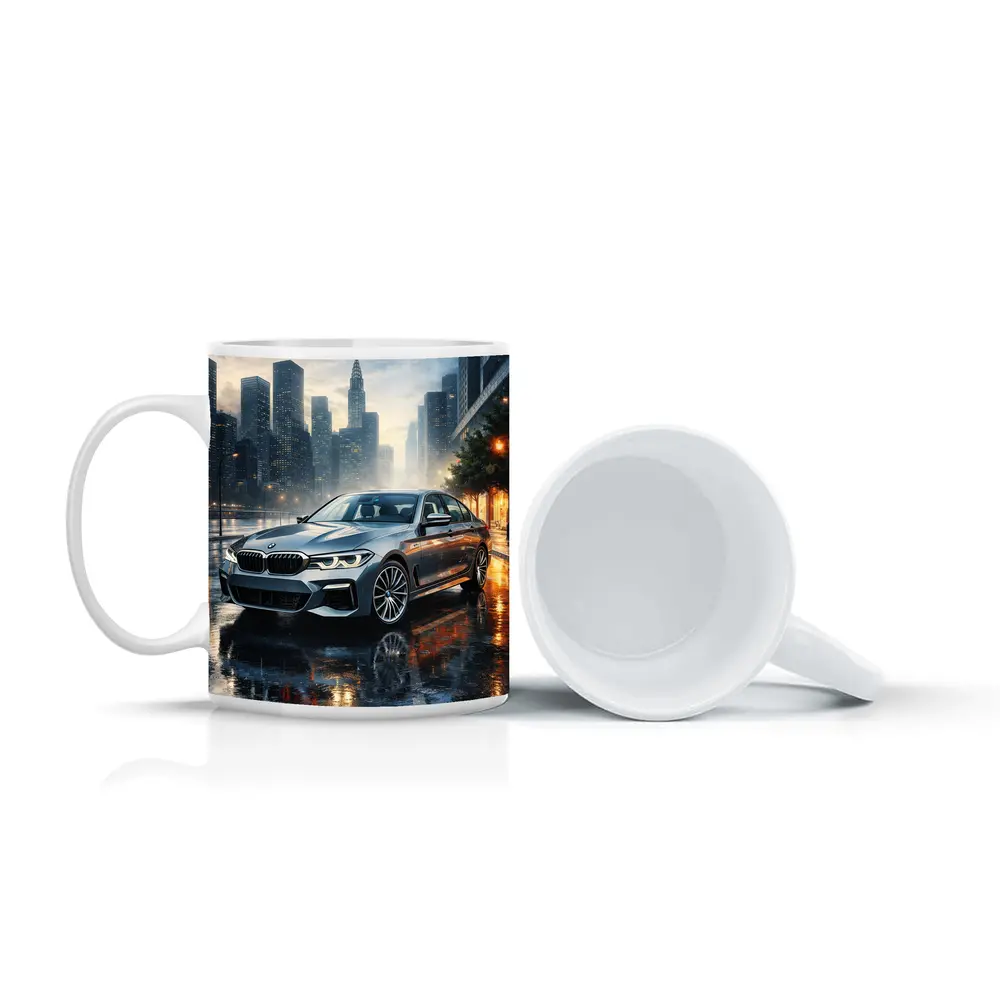 BMW 5 Series Rainy City Night Street – Mugs