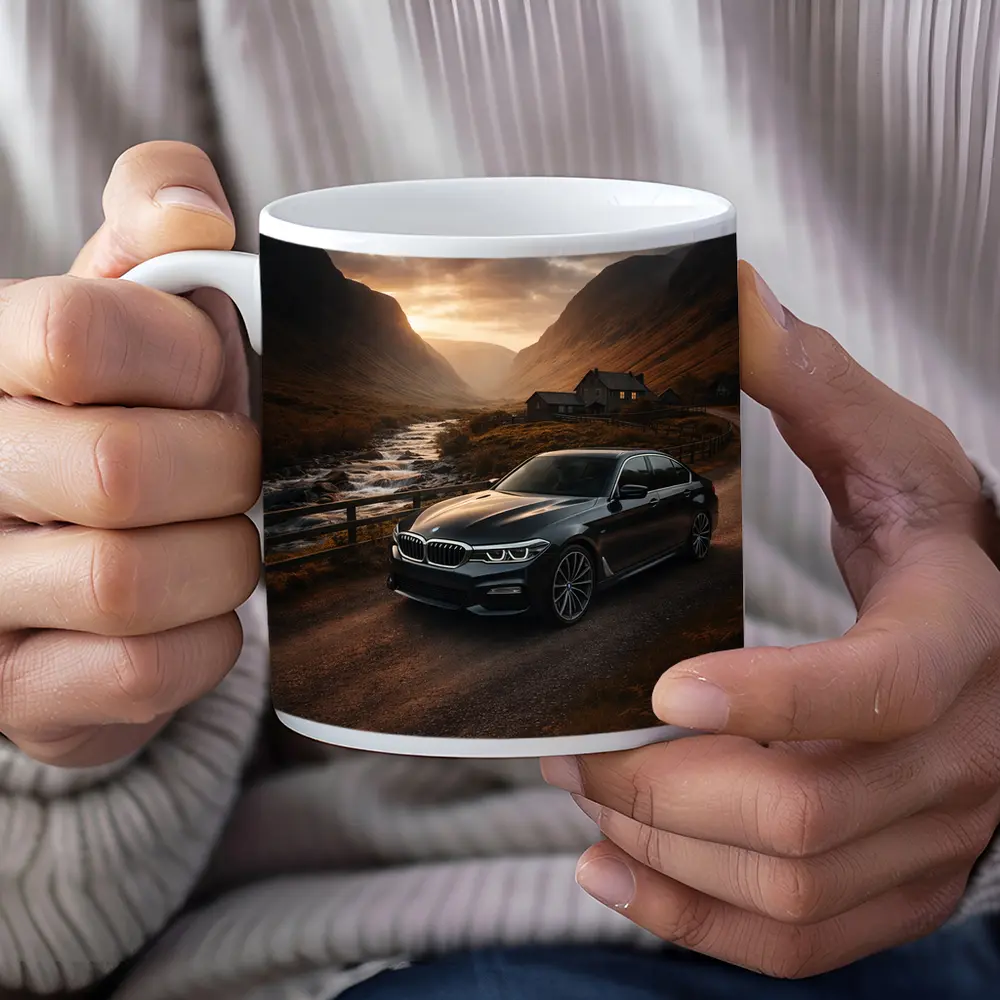 BMW Five Series Dark Scottish Highland Valley – Mugs