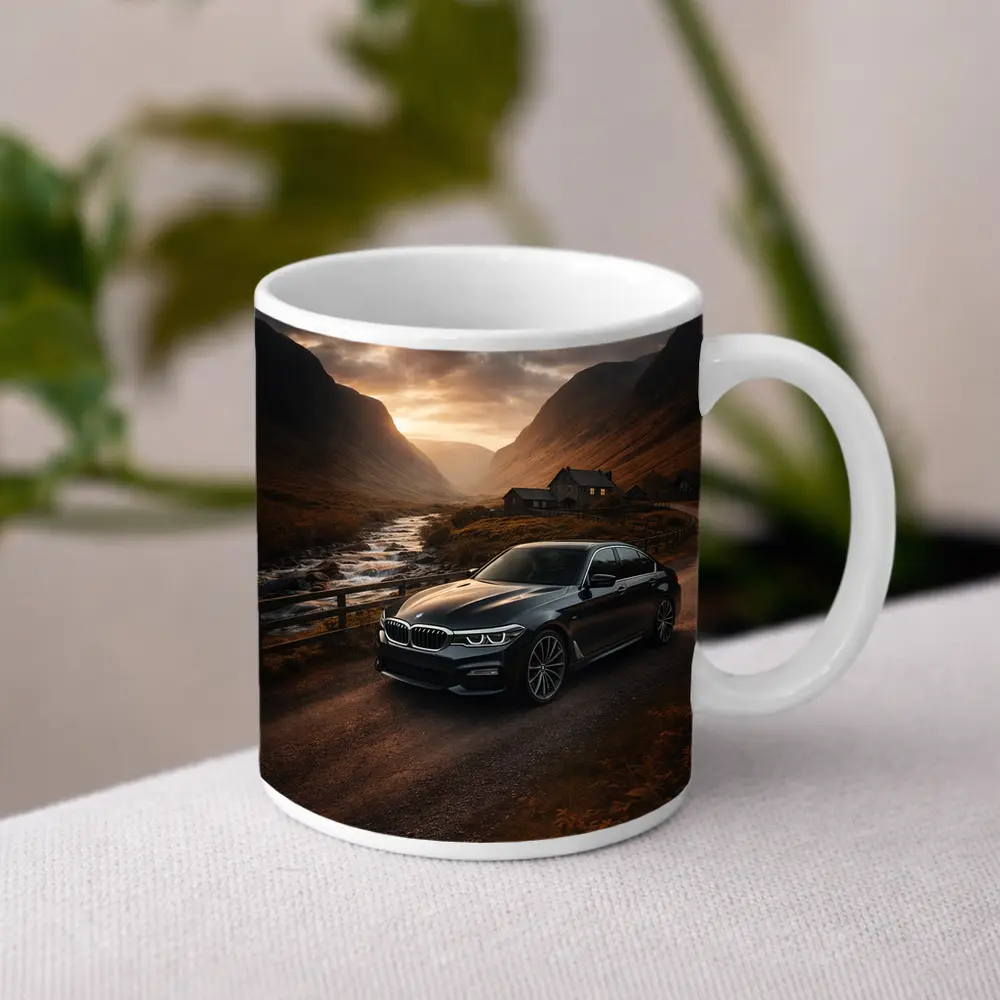 BMW Five Series Dark Scottish Highland Valley – Mugs