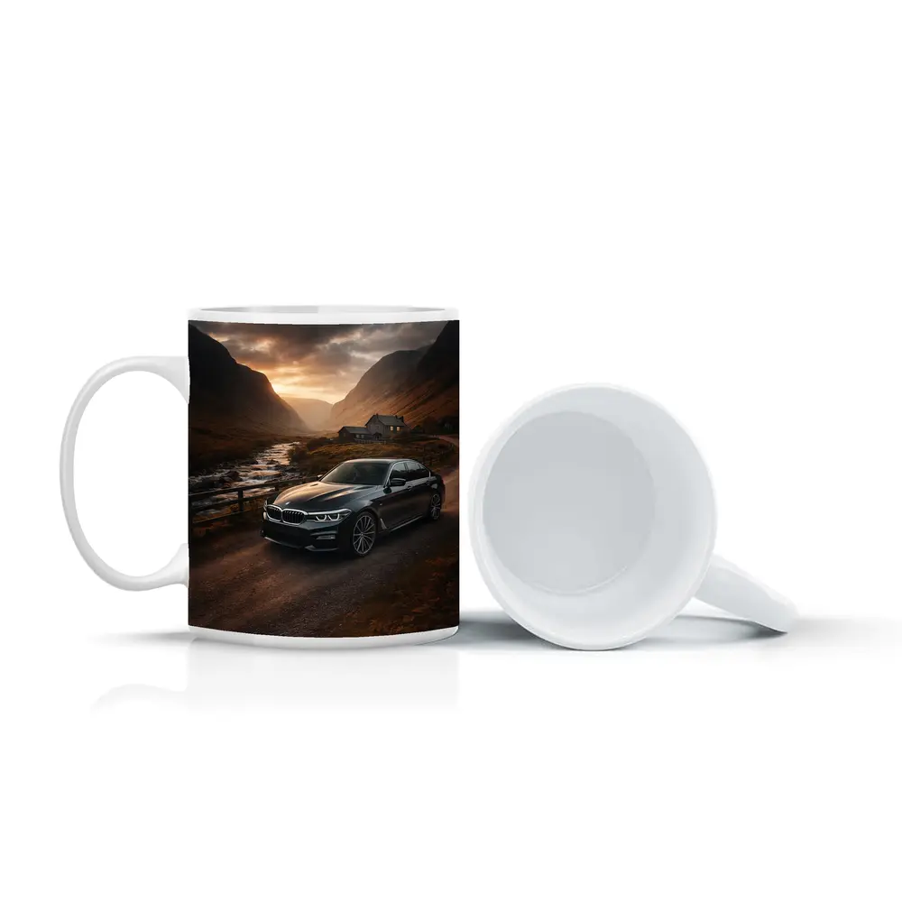 BMW Five Series Dark Scottish Highland Valley – Mugs
