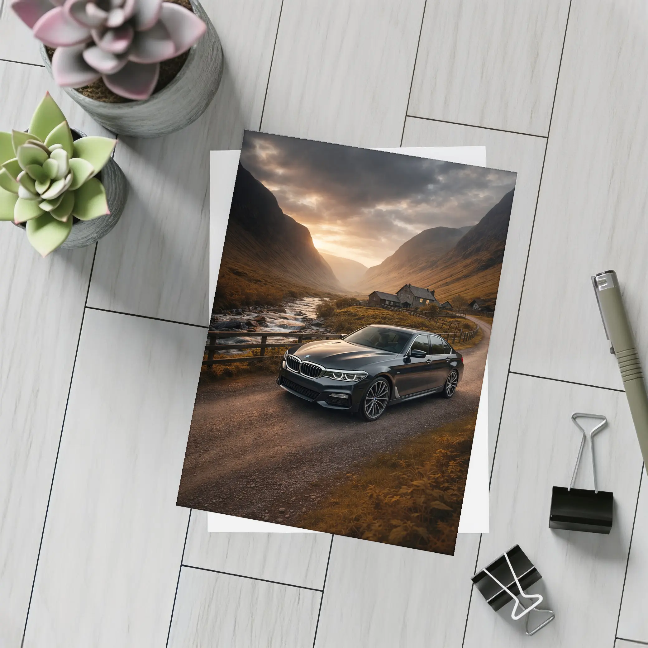 BMW Five Series Dark Scottish Highland Valley – Postcards