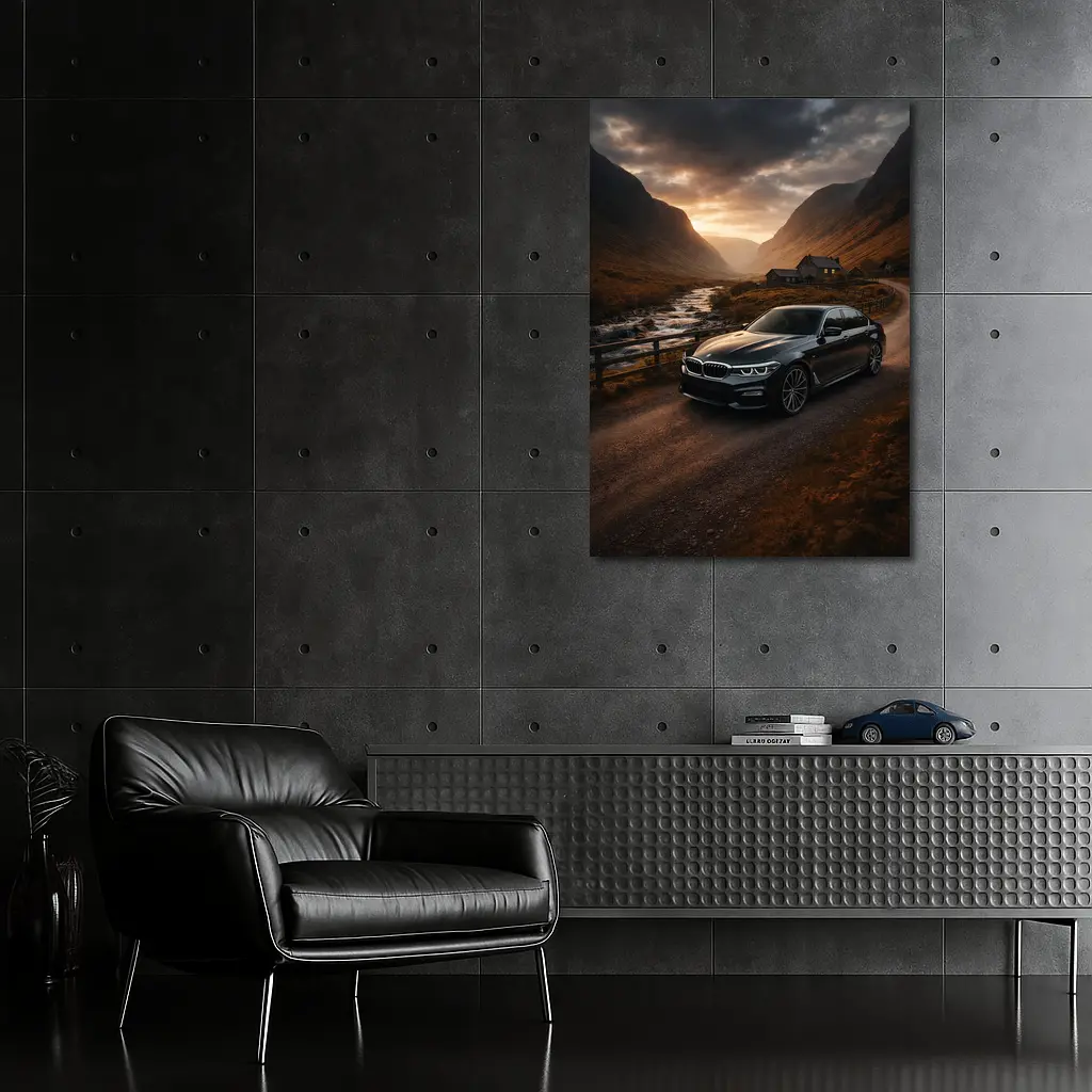 BMW Five Series Dark Scottish Highland Valley – Wall Art