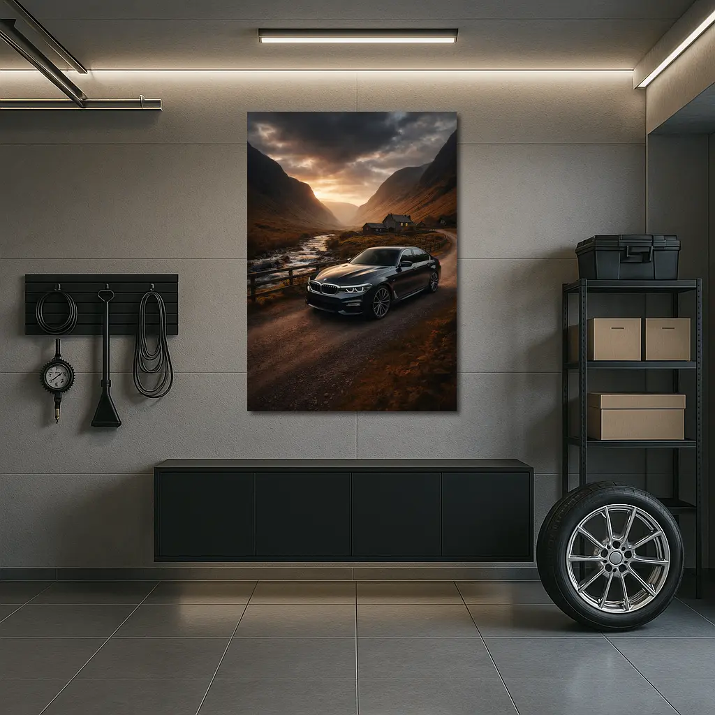 BMW Five Series Dark Scottish Highland Valley – Wall Art