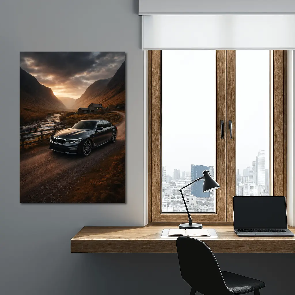 BMW Five Series Dark Scottish Highland Valley – Wall Art