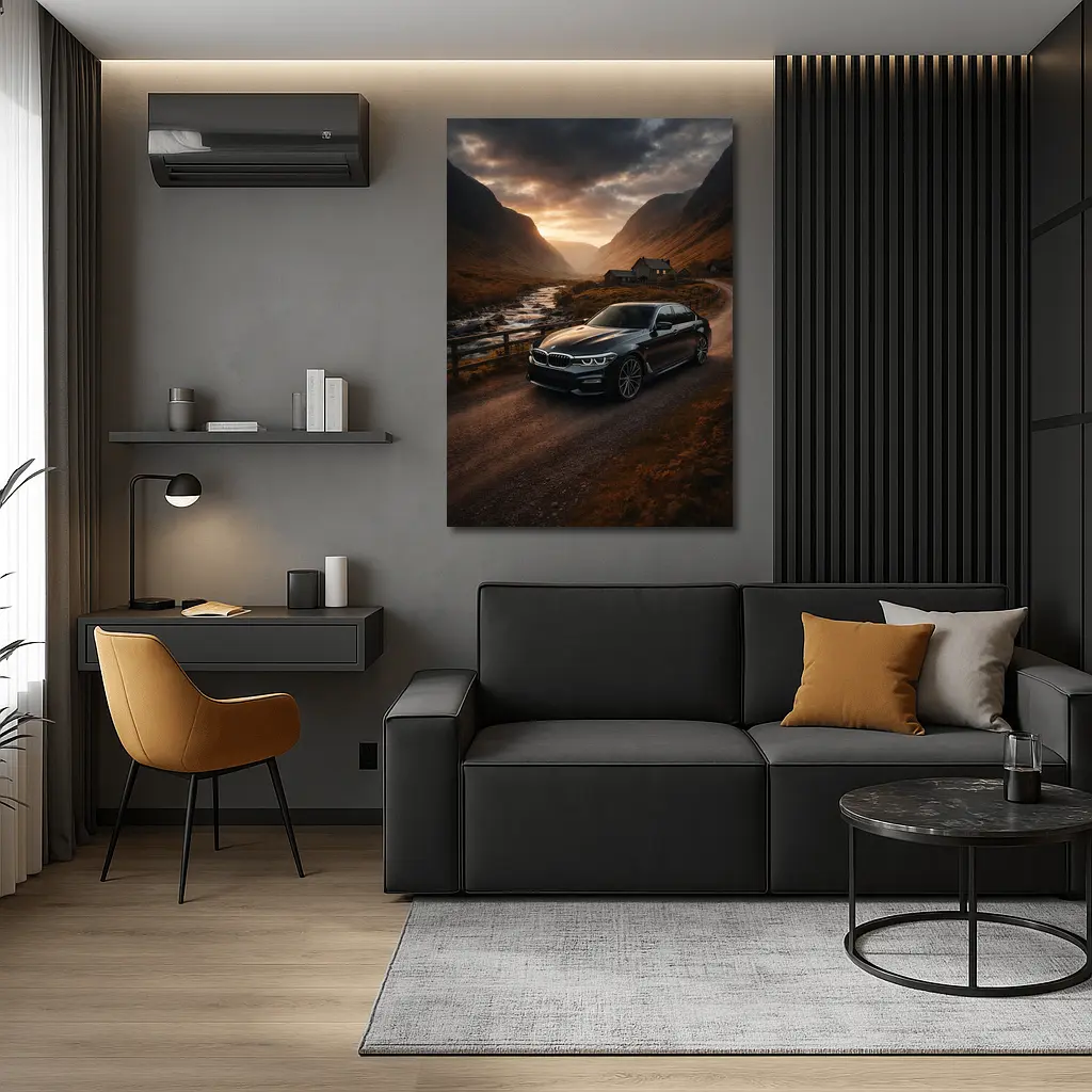 BMW Five Series Dark Scottish Highland Valley – Wall Art