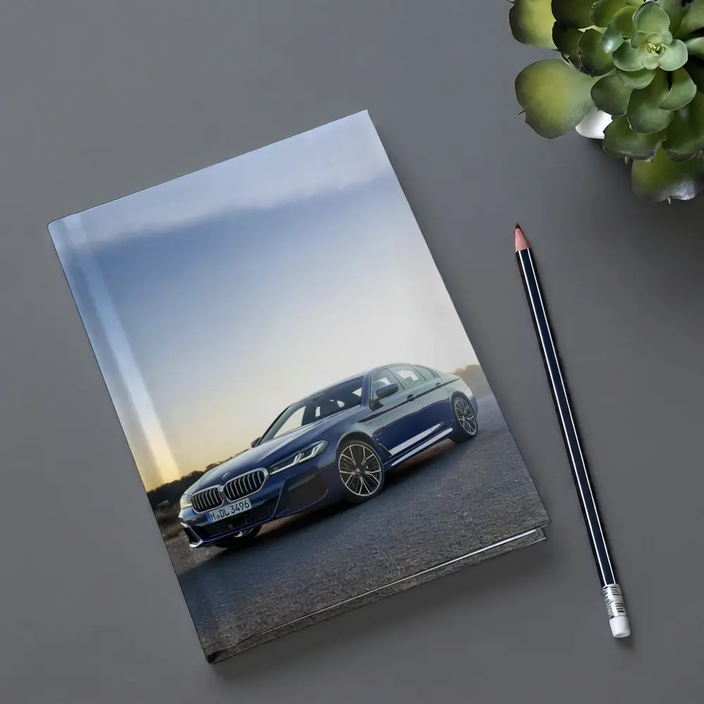 BMW 5 Series Blue Sedan Open Road – Notebooks