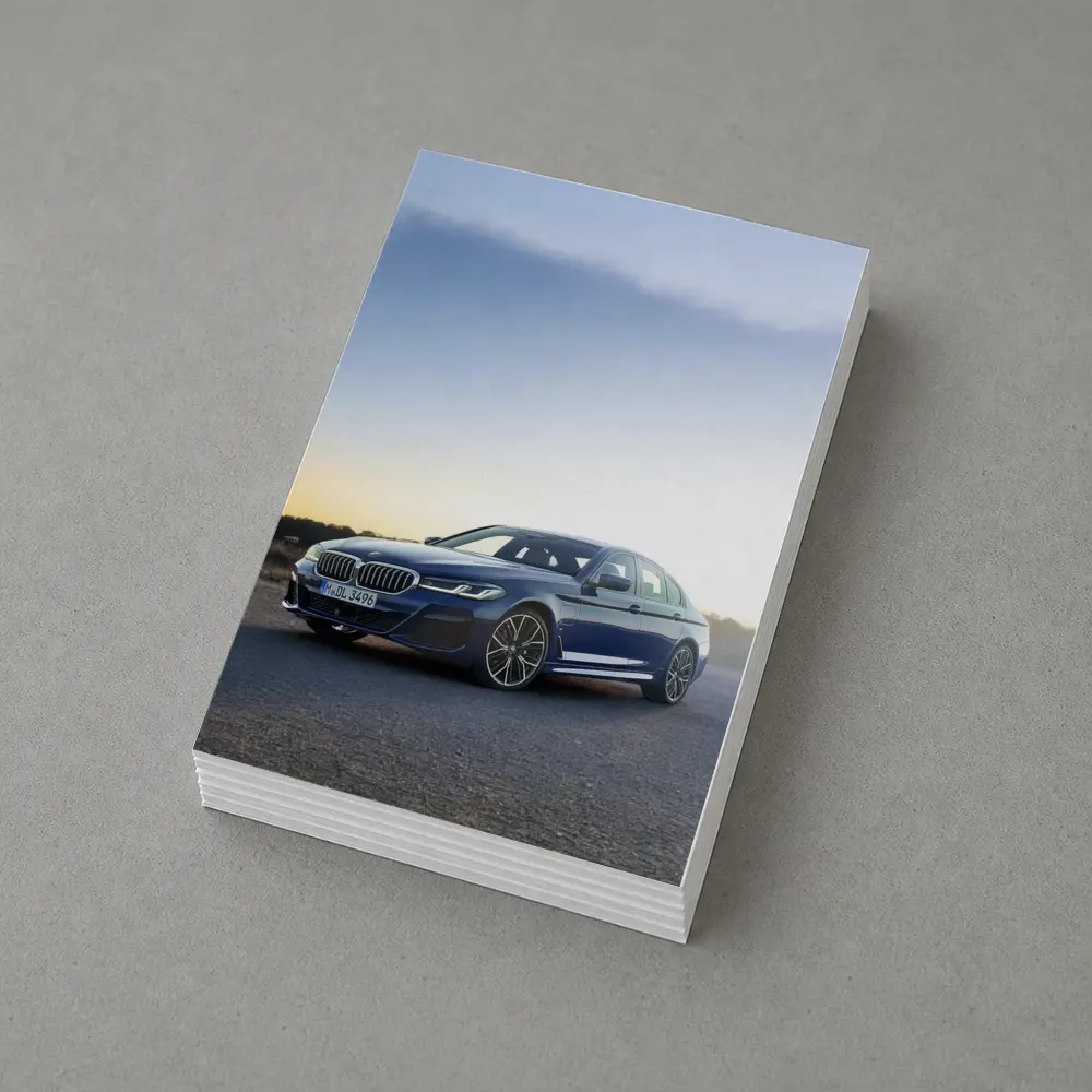 BMW 5 Series Blue Sedan Open Road – Postcards
