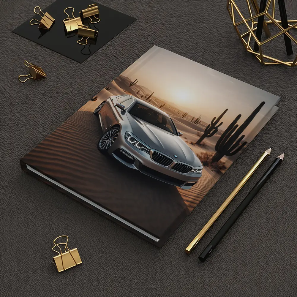 BMW 5 Series Silver Desert Sunset Scene – Notebooks