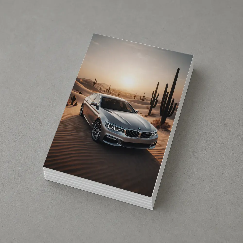 BMW 5 Series Silver Desert Sunset Scene – Postcards
