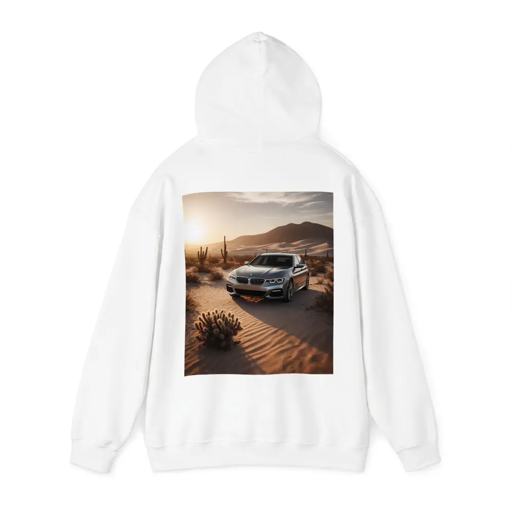 BMW 5 Series Silver Sedan Desert Sunset – Hoodies